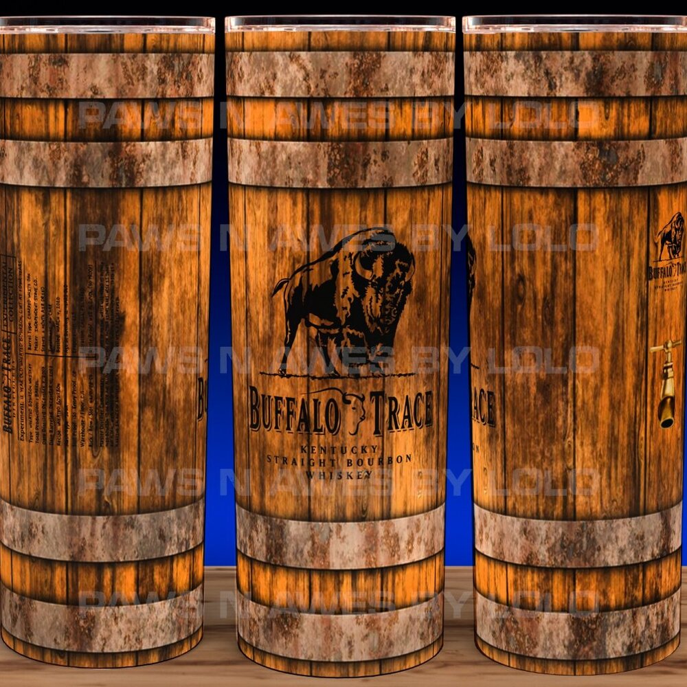 Buffalo Trace Bourbon Whiskey Wood Barrel Cup Mug Tumbler 20oz